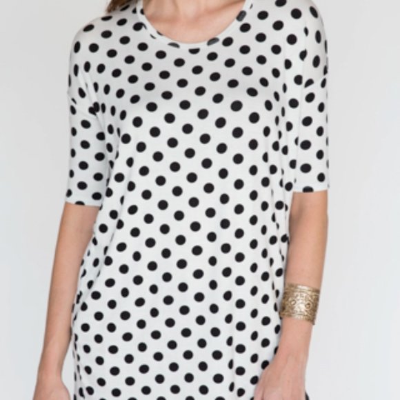 Agnes & Dora Medium Hi-Lo Tunic Super Sweet Spots on White NWT Original Dust Bag - Picture 7 of 9